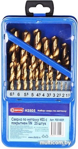 Набор сверл ДИОЛД Н 2505 90014009 (25шт)