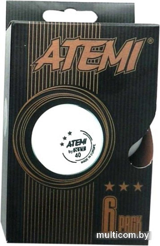 Мяч для настольного тенниса Atemi ATB36O (3 звезды, 6 шт.)