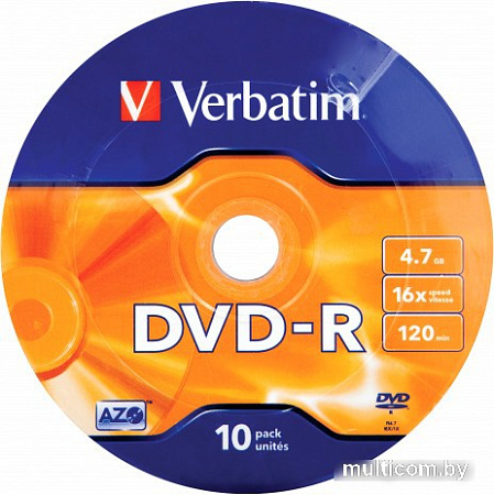 DVD-R диск Verbatim DL Matt Silver 4.7Gb 16x 43729 (CakeBox, 10 шт.)