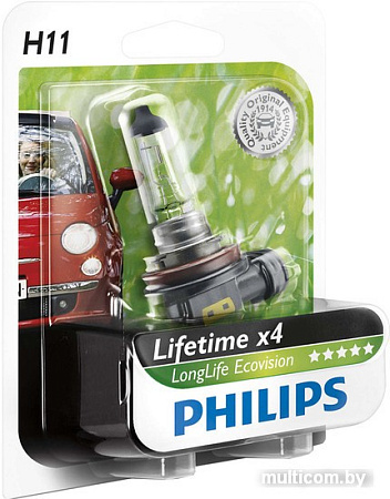Галогенная лампа Philips H11 LongLife EcoVision 1шт [12362LLECOB1]