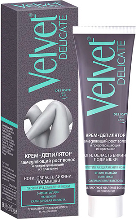 Крем Velvet для депиляции Delicate Замедляющий рост волос и предотвращающий их врастание 100 мл