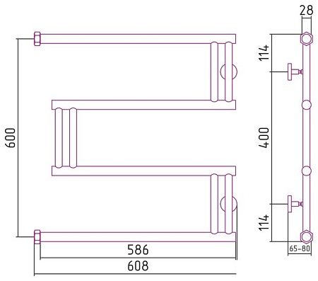 Полотенцесушитель Сунержа High-Tech model "M+" 600х600 00-4050-6060