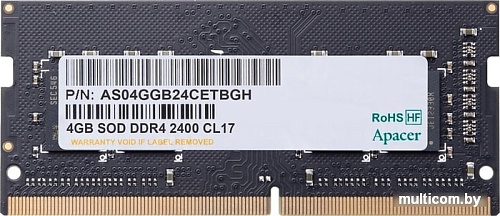 Оперативная память Apacer 4GB DDR4 SODIMM PC4-19200 AS04GGB24CETBGH