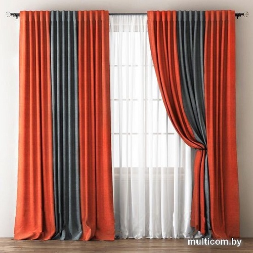Комплект штор Pasionaria Кирстен 340x270 с подхватами (терракотовый/мокрый асфальт)