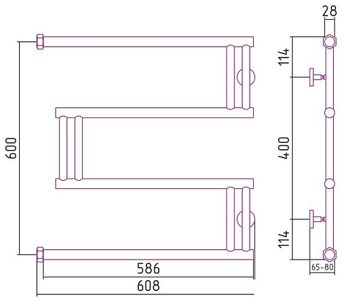 Полотенцесушитель Сунержа High-Tech model "M+" 600х600 00-4050-6060