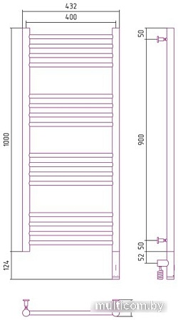 Полотенцесушитель Сунержа Богема 3.0 прямая 1000х400 МЭМ правый 30-5805-1040