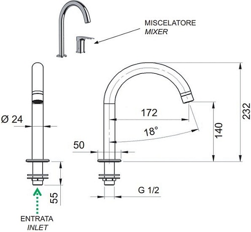Смеситель Remer Class Line L 57