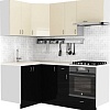 Готовая кухня S-Company Клео глоcс 1.2x1.9 левая (черный глянец/ваниль глянец)
