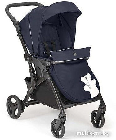 Универсальная коляска CAM Tris Fluido Easy (3 в 1, белый медвежонок, синий-черный)