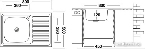 Кухонная мойка Ukinox STD800.500 5C 0R