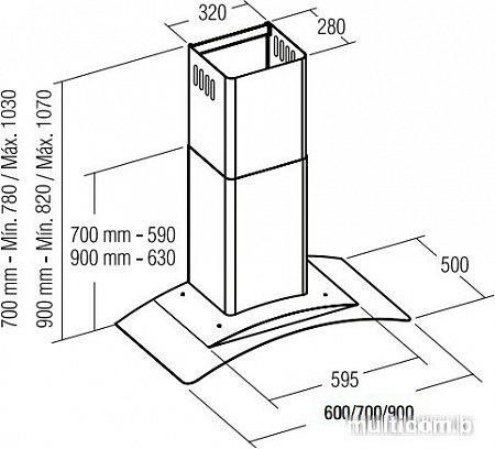 Кухонная вытяжка CATA Gamma VL3 900 Glass/D