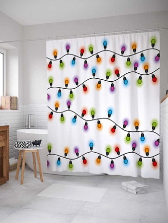 Шторка-занавеска для ванны JoyArty Новогодние гирлянды sc_37056