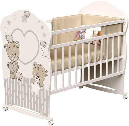 Классическая детская кроватка VDK Forever Friеnds колесо-качалка (слоновая кость)