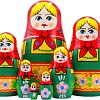 Развивающая игра Брестская Матрешка В зеленом сарафане и красном платке (набор 7 шт)