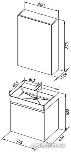 Мебель для ванных комнат Aquanet Комплект Йорк 60 00203642 (белый)