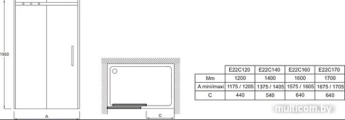 Душевая дверь Jacob Delafon Contra E22C120-GA