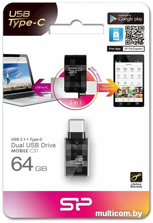 USB Flash Silicon-Power Mobile C31 64GB (черный)