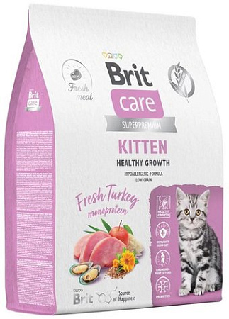 Сухой корм для кошек Brit care Superpremium Kitten с индейкой для котят, беременных и кормящих кошек (здоровый рост) 7 кг