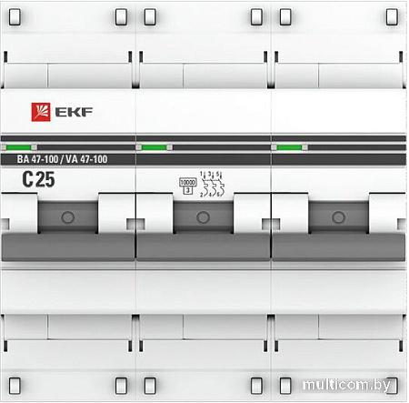 Выключатель автоматический EKF PROxima ВА 47-100 3P 25A (C) mcb47100-3-25C-pro