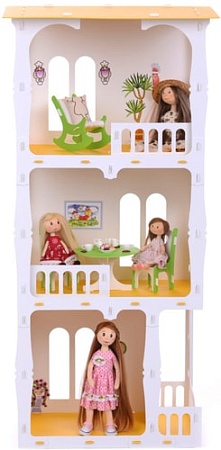 Кукольный домик Krasatoys Дом Жасмин с мебелью 000274 (белый/желтый)