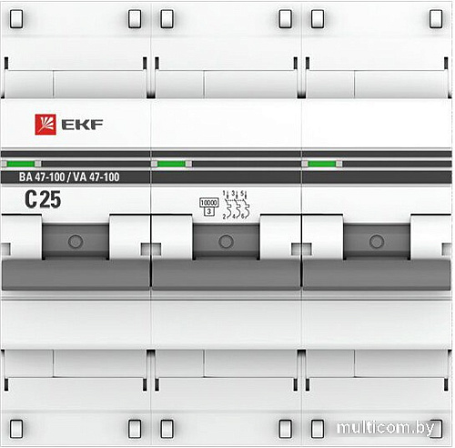 Выключатель автоматический EKF PROxima ВА 47-100 3P 25A (C) mcb47100-3-25C-pro