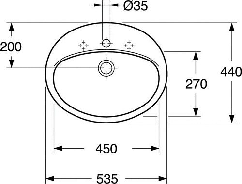 Умывальник Gustavsberg Basic 7G28 53.5x44 [7G285301]