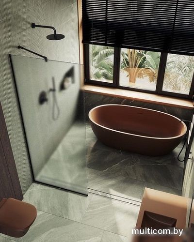 Душевая стенка MaybahGlass 195x89 MGD-690-6у (сатин стекло/черный)