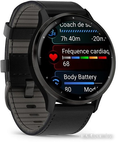 Умные часы Garmin Venu 3 (черный, с кожаным ремешком)