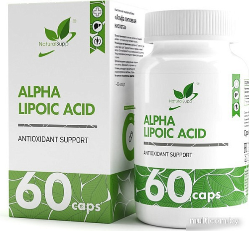 Витамины, минералы NaturalSupp Альфа липоевая кислота (Alpha lipoic acid), 60 капсул