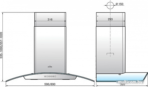 Кухонная вытяжка Elikor Аметист S4 60Н-700-Э4Д (нержавеющая сталь)