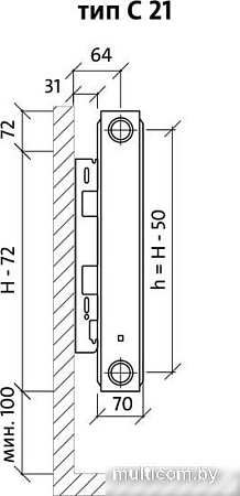 Стальной панельный радиатор Royal Thermo Compact C21-500-600 (Bianco Traffico)