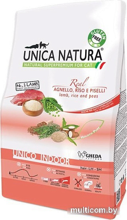 Сухой корм для кошек Unica Natura Unico Indoor с ягненком, рисом и горохом 350 г