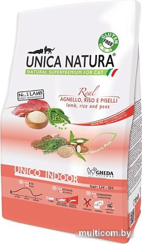 Сухой корм для кошек Unica Natura Unico Indoor с ягненком, рисом и горохом 350 г