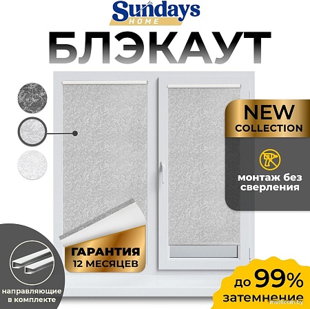 Рулонные шторы Sundays Home LM 97-08 64х160 с 2-мя направляющими LM-15 150см (светло-серый)