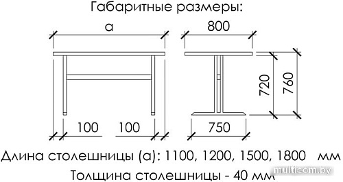 Кухонный стол Buro7 Двутавр 110 (классика, дуб натуральный/серебристый)