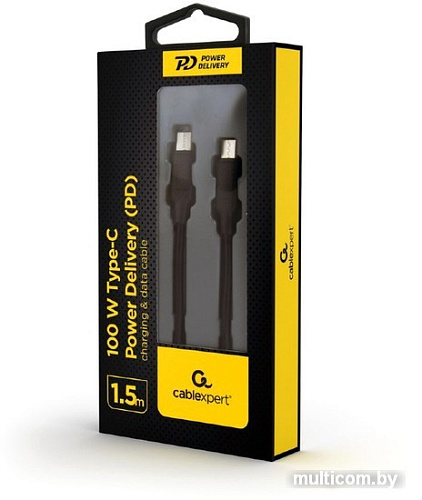 Кабель Cablexpert USB Type-C - USB Type-C CC-USB2-CMCM100-1.5M (1.5 м, черный)