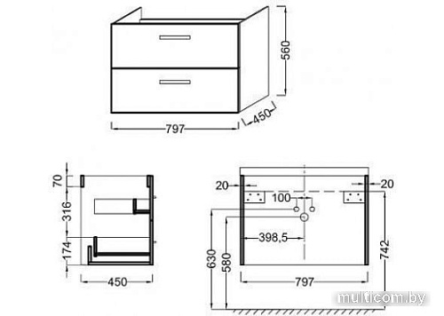 Акватон Зеркало Бекка 70 1A214702BAC20 (белый/дуб сомерсет)