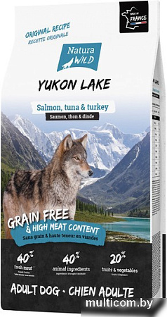 Сухой корм для собак Natura Wild Yukon Lake беззерновой для взрослых собак всех пород с лососем, тунцом и индейкой 12 кг
