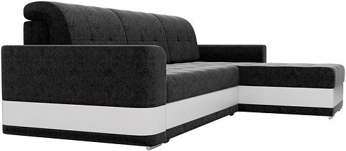 Угловой диван Mebelico Честер 61120 (правый, вельвет черный/экокожа белый)