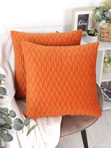 Декоративная подушка Бояртекс Велюр/2-х камерная 45x45 (апельсин)