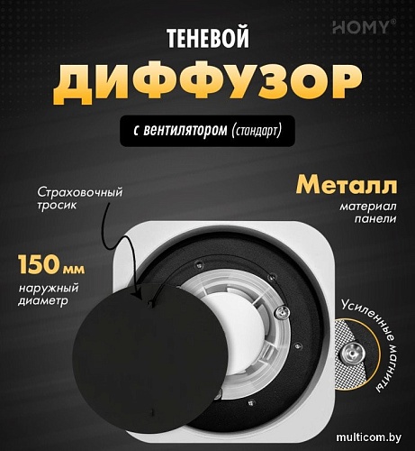 Осевой вентилятор HOMY Air Lite Круглый AL100BS d150 (черный)