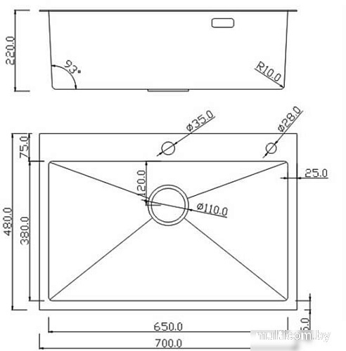 Кухонная мойка Roxen Simple 560220-70B