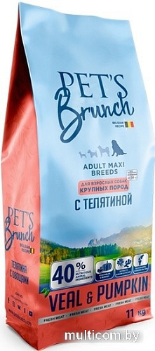 Сухой корм для собак Pet's Brunch для взрослых собак крупных пород с телятиной 11 кг