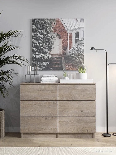 Комод Горизонт Нео 1050 6 ящиков (дуб эндгрейн)