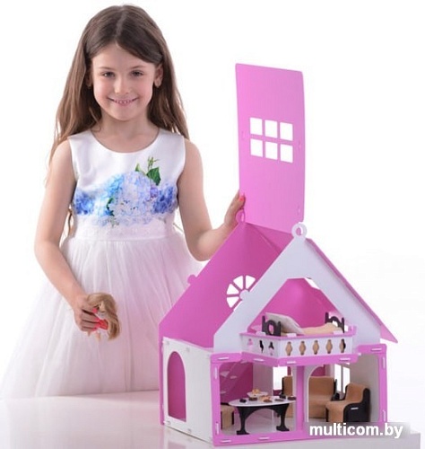 Krasatoys Дачный домик Варенька с мебелью 000256 (белый/розовый)