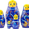 Развивающая игра Брестская Матрешка Синяя с цветами (набор 5 шт)