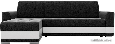 Угловой диван Mebelico Честер 61120 (левый, вельвет черный/экокожа белый)