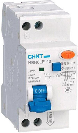 Дифференциальный автомат Chint NBH8LE-40 1P+N 40A 30mA С 4.5kA (R)