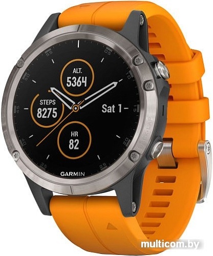 Умные часы Garmin Fenix 5 Plus Sapphire (титановый/оранжевый)