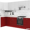 Готовая кухня S-Company Клео глосc 1.2x3.0 левая (бургундский глянец/белый глянец)